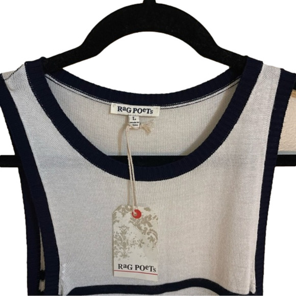 RAG Poet’s Sleeveless Sweater Vest, Navy and Cream Size L - Picture 4 of 7
